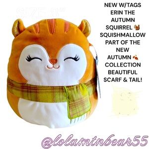 NWT ERIN THE SQUIRREL SQUISHMALLOW W/SCARF-PART OF THE NEW AUTUMN COLLECTION 5”